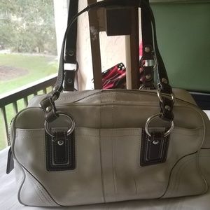 *PRE LOVED* Coach White/Brown Leather Satchel Bag